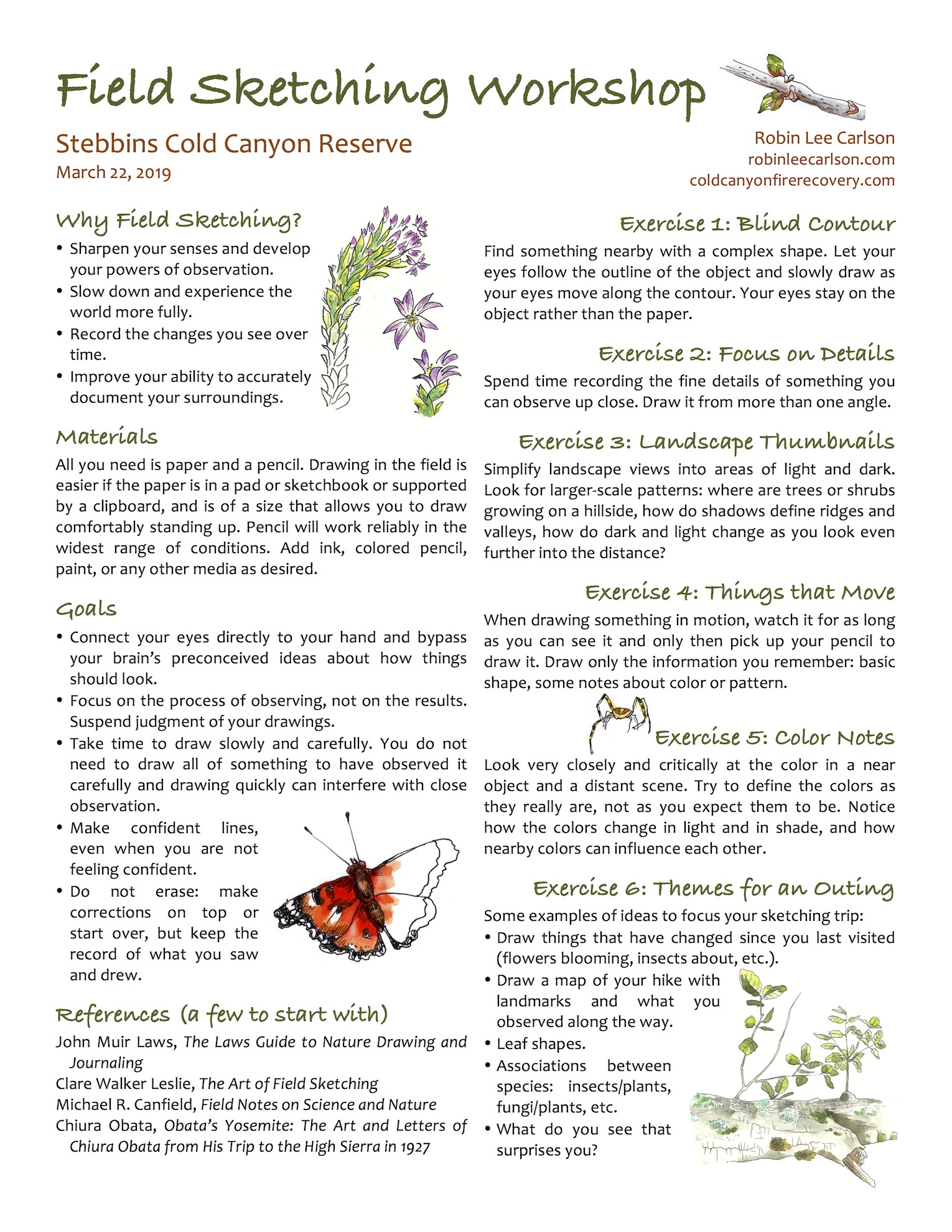 Field Sketching Workshop at Stebbins